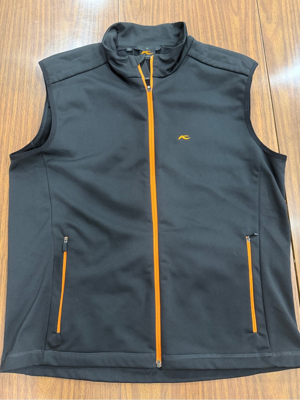 KJUS Systems Men’s XL Golf Vest Black Orange Full Zip Performance Stretch